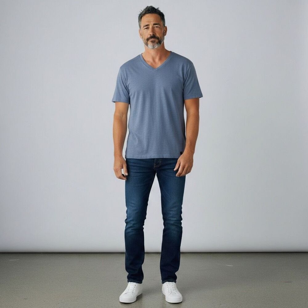 John Varvatos Slate Blue V-Neck Short Sleeve Tee